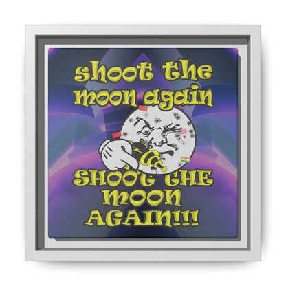shoot the moon again - framed canvas art (grey-pink wave)