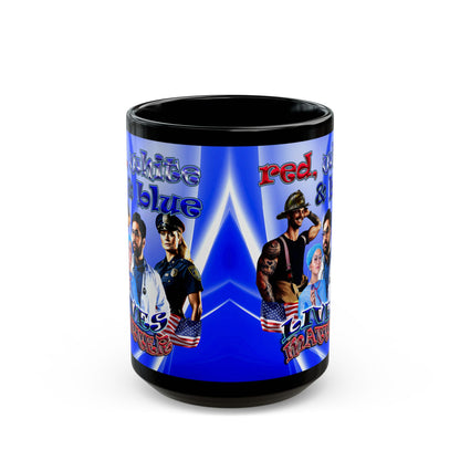 rw&b lives matter - Black Mug (blue-white wave)