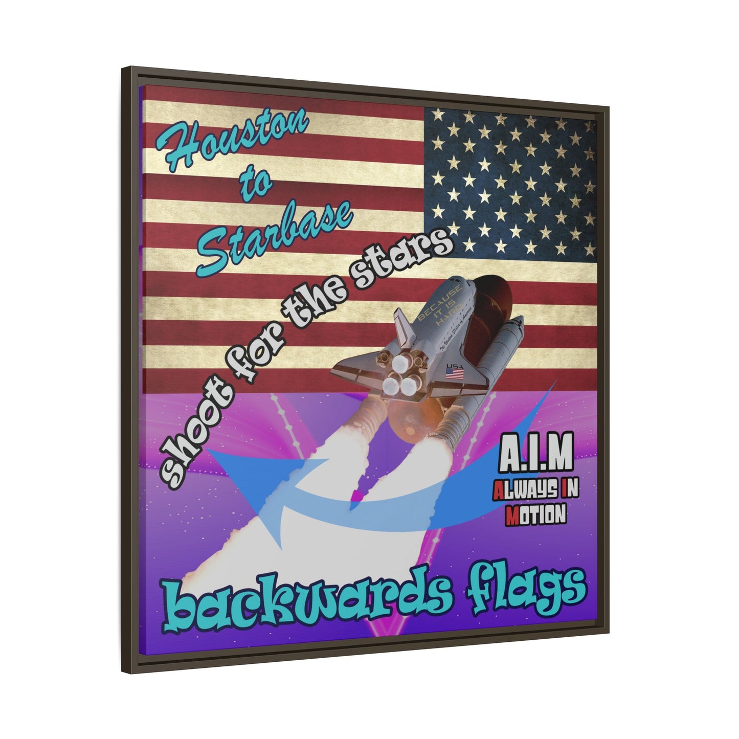 shoot for the stars - framed canvas art (purple-pink wave)