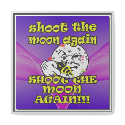 shoot the moon again - framed canvas art (purple-pink wave)