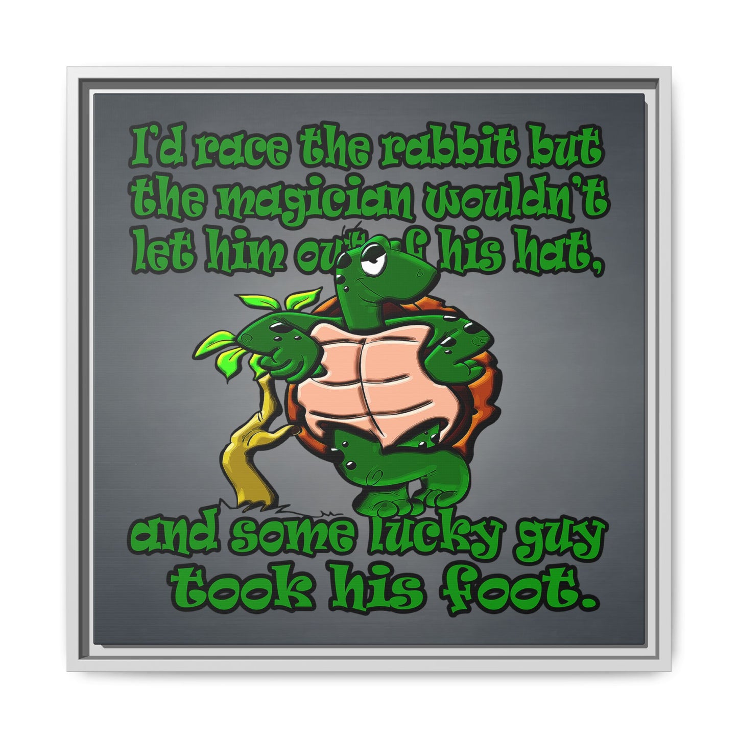 turtle race - framed canvas art (grey-light grey)