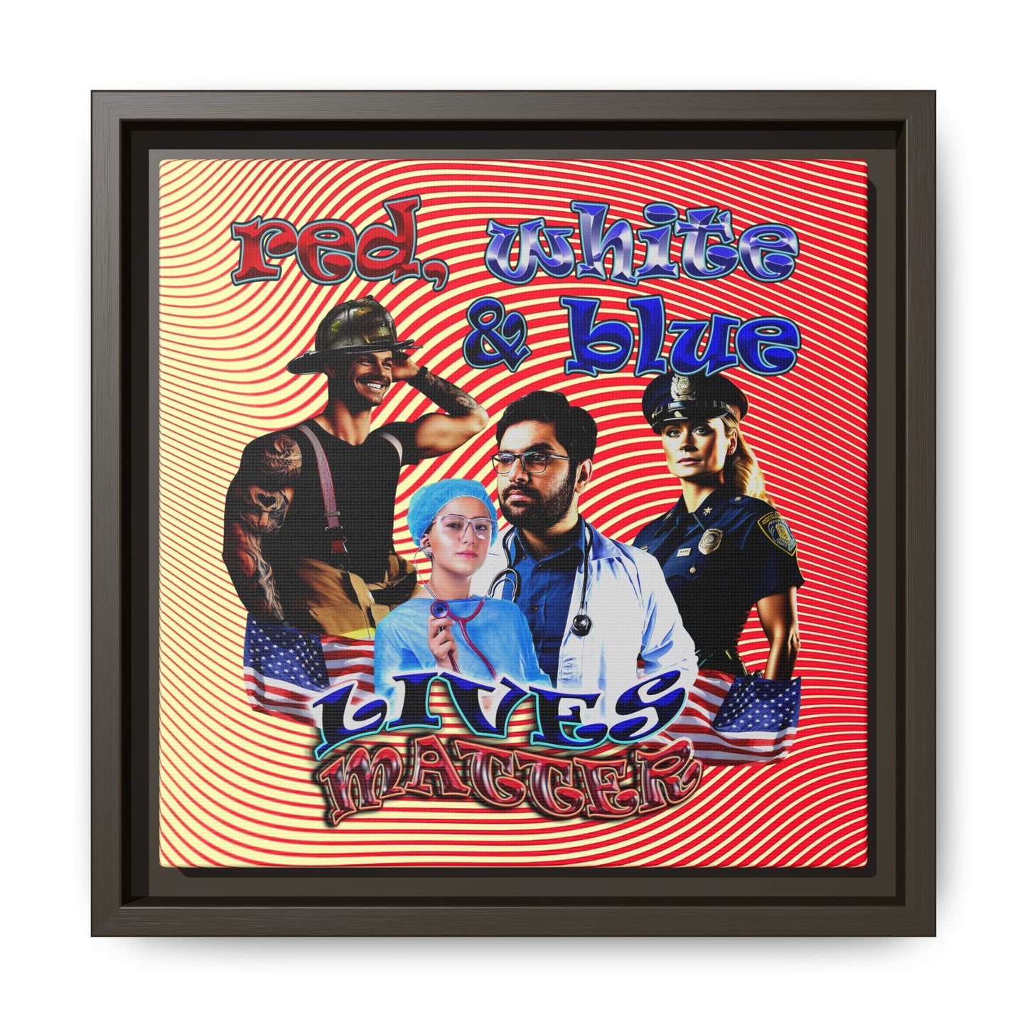 rw&b lives matter - framed canvas art (yellow-orange wave)