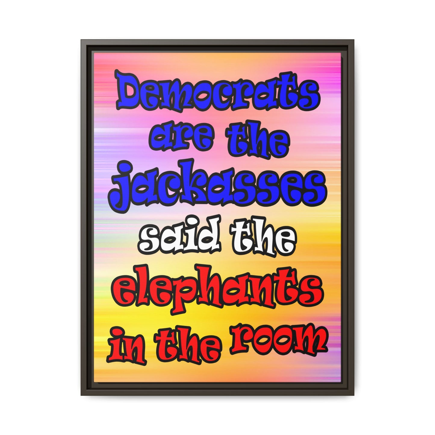 donkeys and elephants - framed canvas art (color blur)