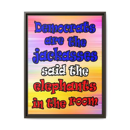 donkeys and elephants - framed canvas art (color blur)