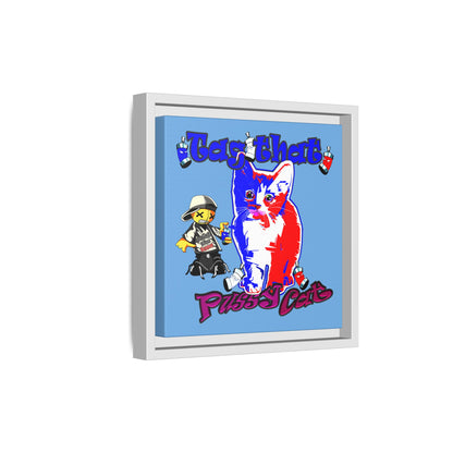 tag that - framed canvas art (light blue)