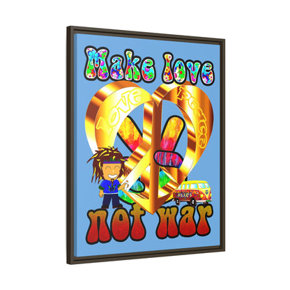 love peace - framed canvas art (light blue)