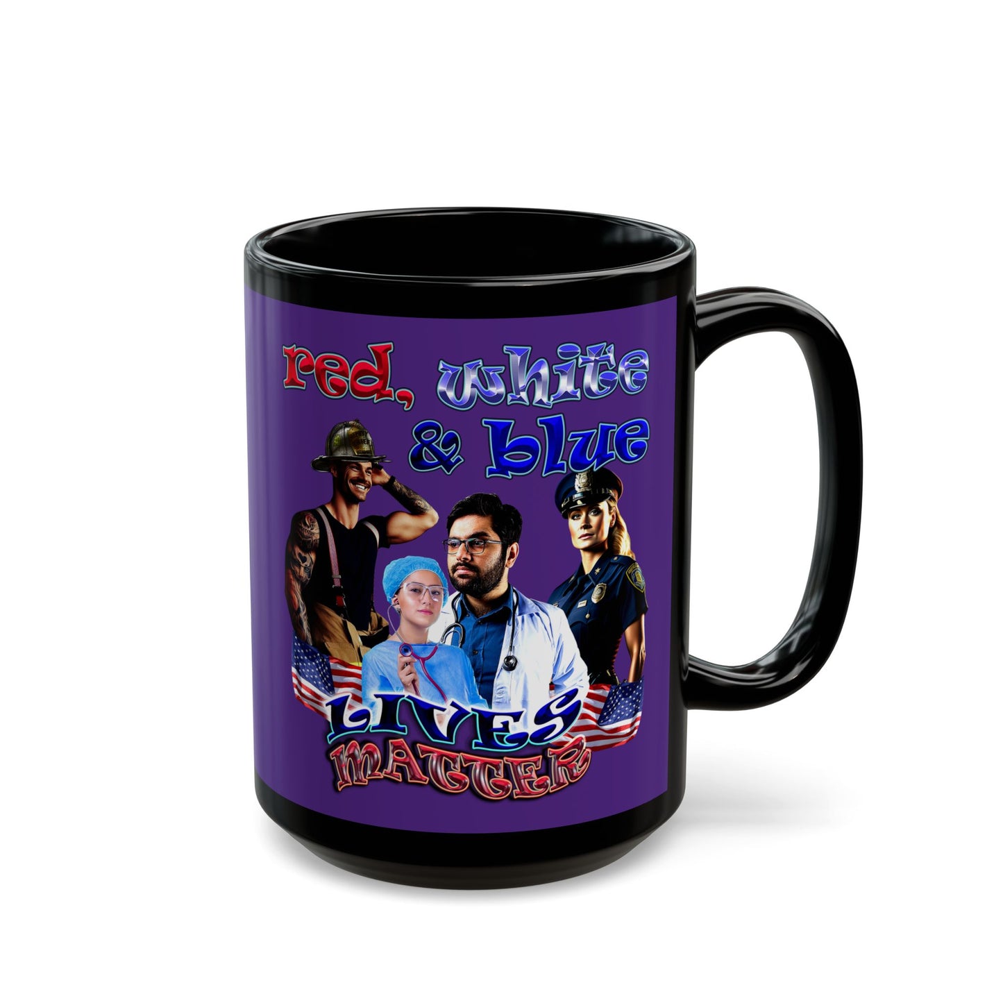 rw&b lives matter - Black Mug (purple)