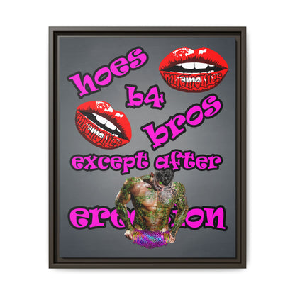 hoes b4 bros - framed canvas art (grey-light grey)