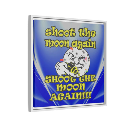 shoot the moon again - framed canvas art (blue-white wave)