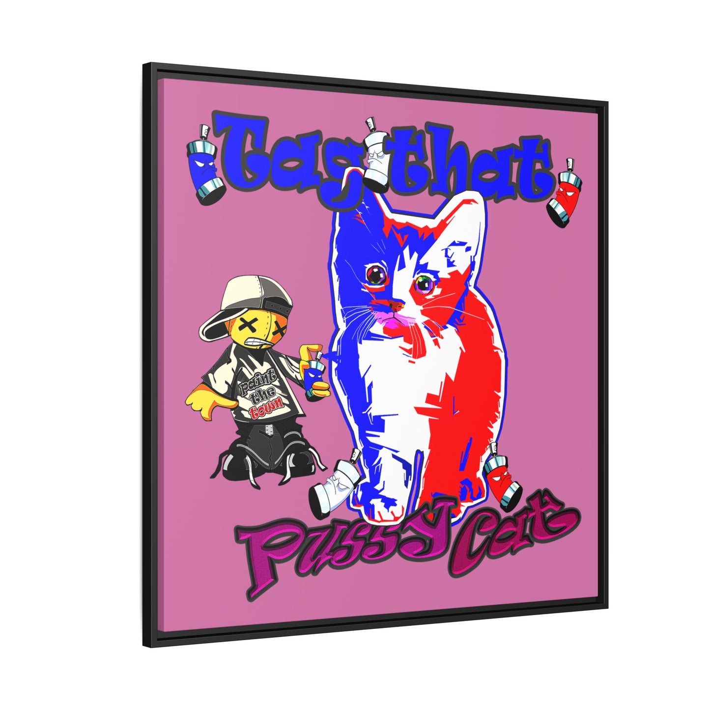 tag that - framed canvas art (light pink)