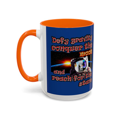 defy conquer reach - Accent Mug (dark blue)