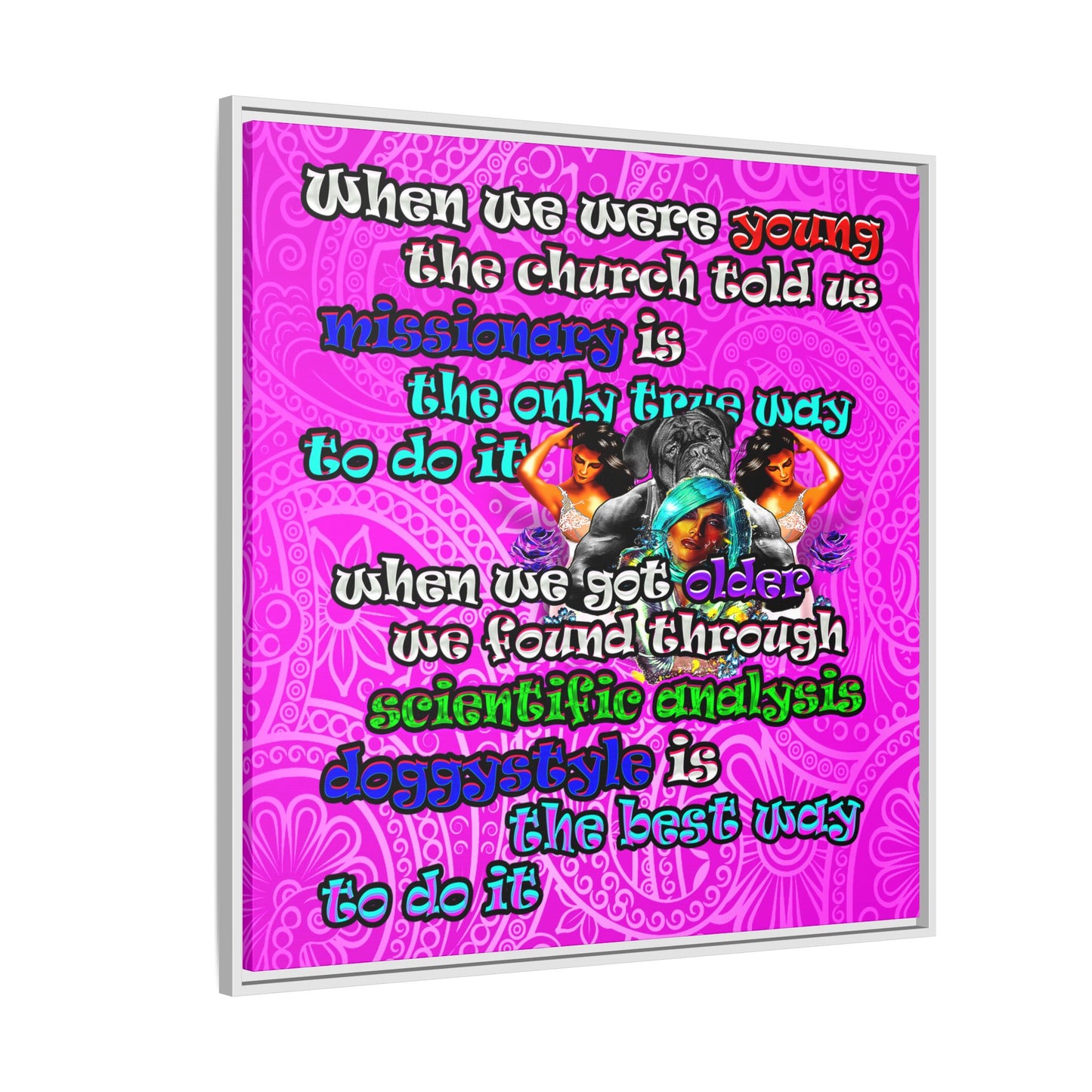 doggystyle - framed canvas art (pink swirl)