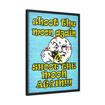 shoot the moon again - framed canvas art (faded blue)