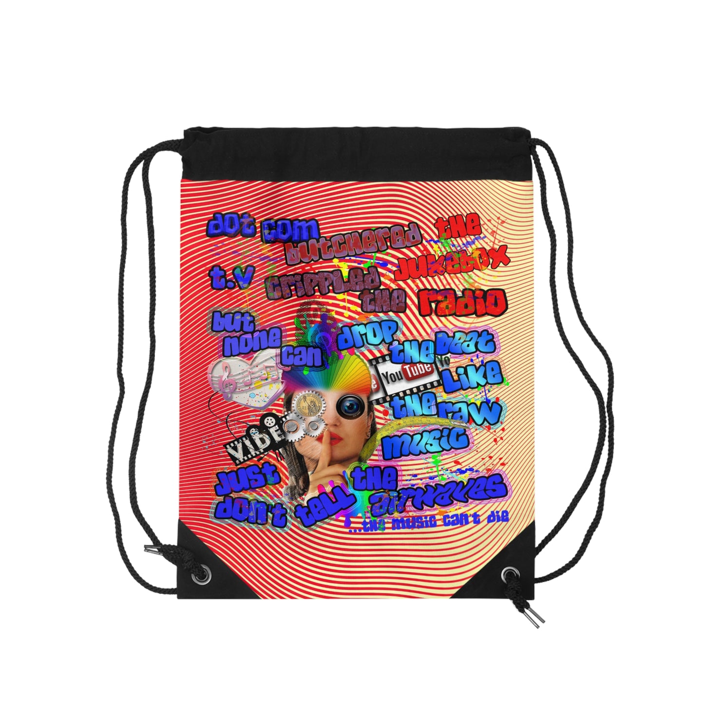 drop the beat - Drawstring Bag (yellow-orange wave)