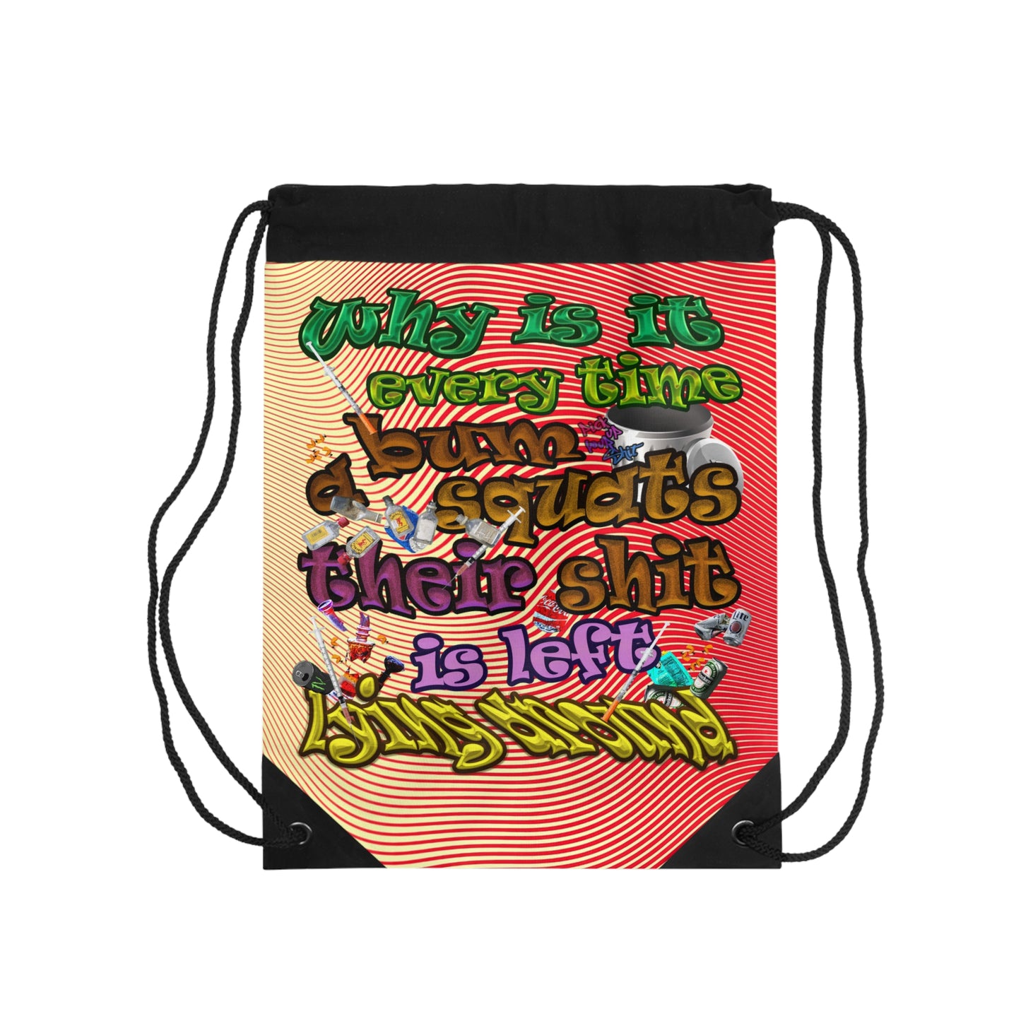the bum's shit - Drawstring Bag (yellow-orange wave)
