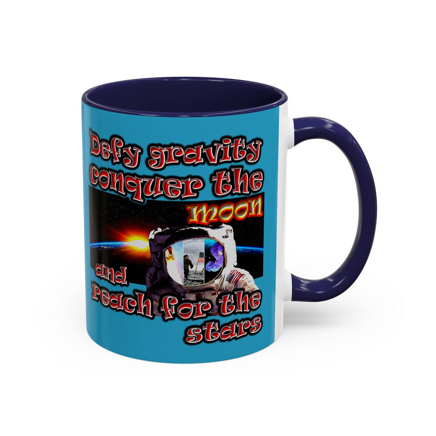 defy conquer reach - Accent Mug (turquoise)