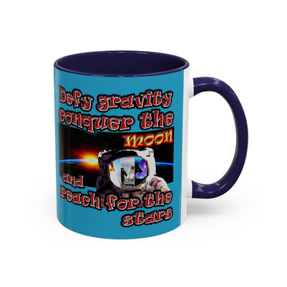 defy conquer reach - Accent Mug (turquoise)