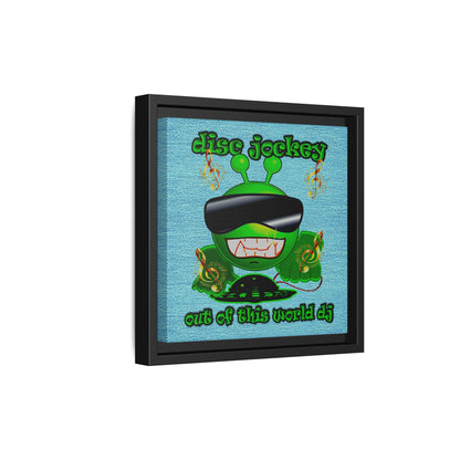 disc jockey - framed canvas art (faded blue)