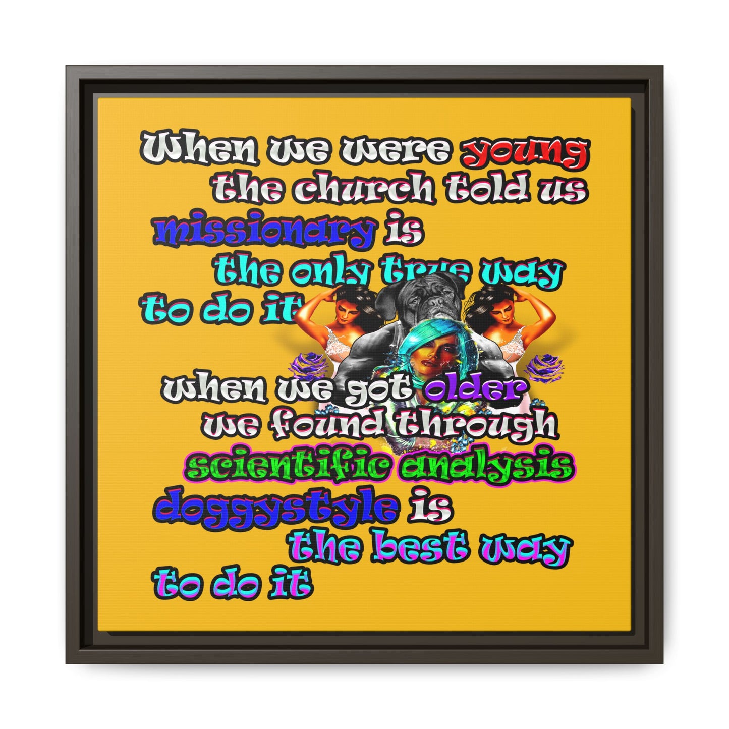 doggystyle - framed canvas art (yellow)
