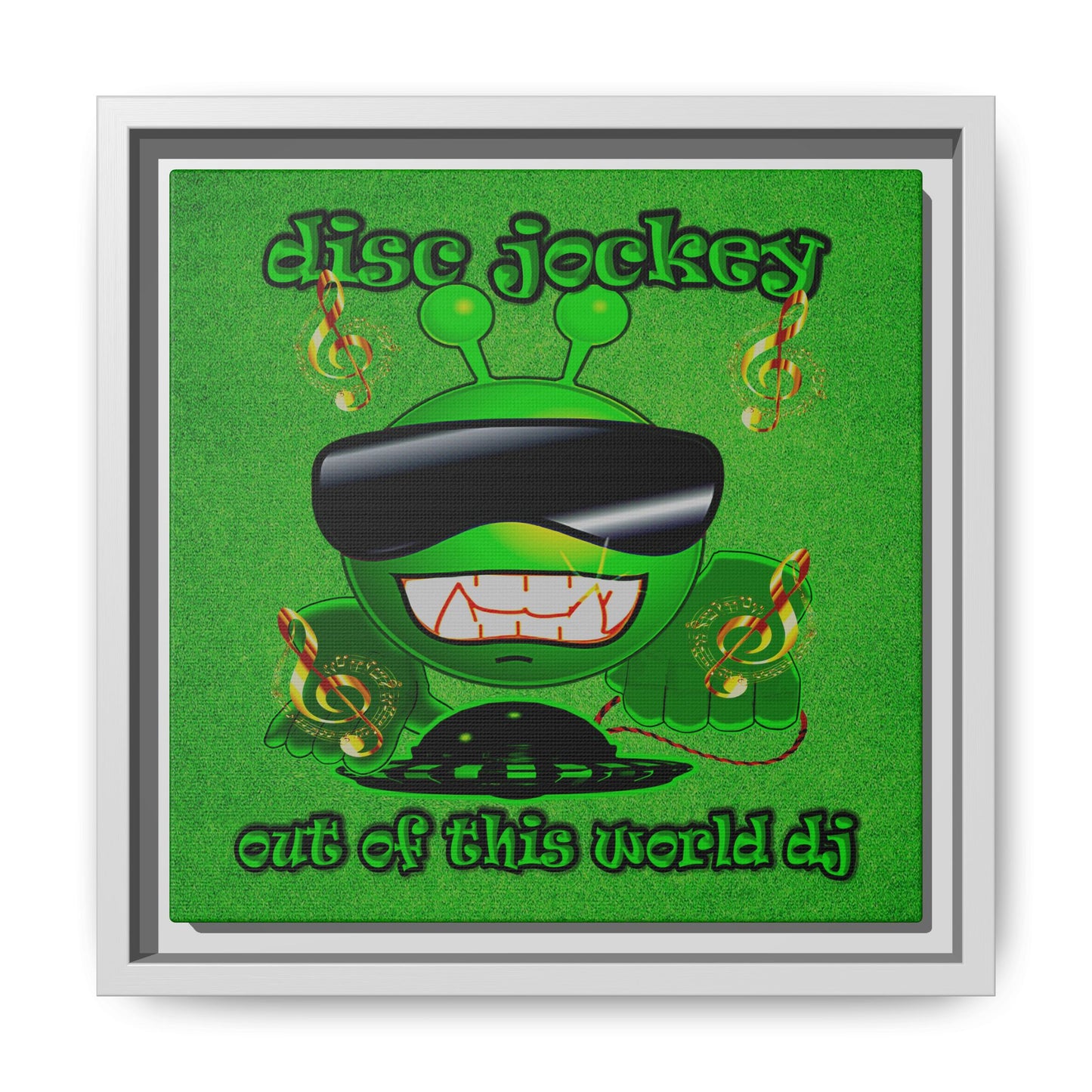 disc jockey - framed canvas art (green turf)