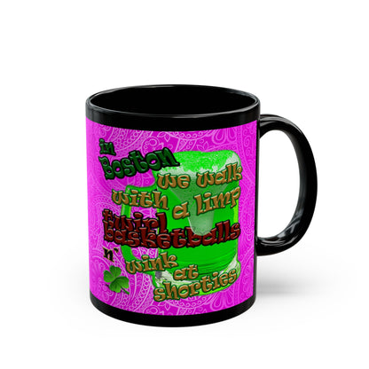 celtics logo - Black Mug (pink swirl)