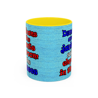 donkeys and elephants - Accent Mug (faded blue)