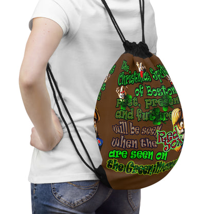 christmas spirits of boston - Drawstring Bag (brown)