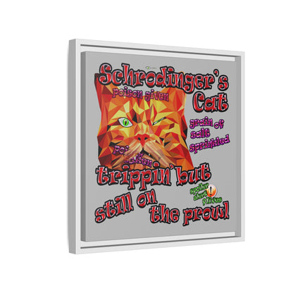 schrodinger's cat - framed canvas art (light grey)