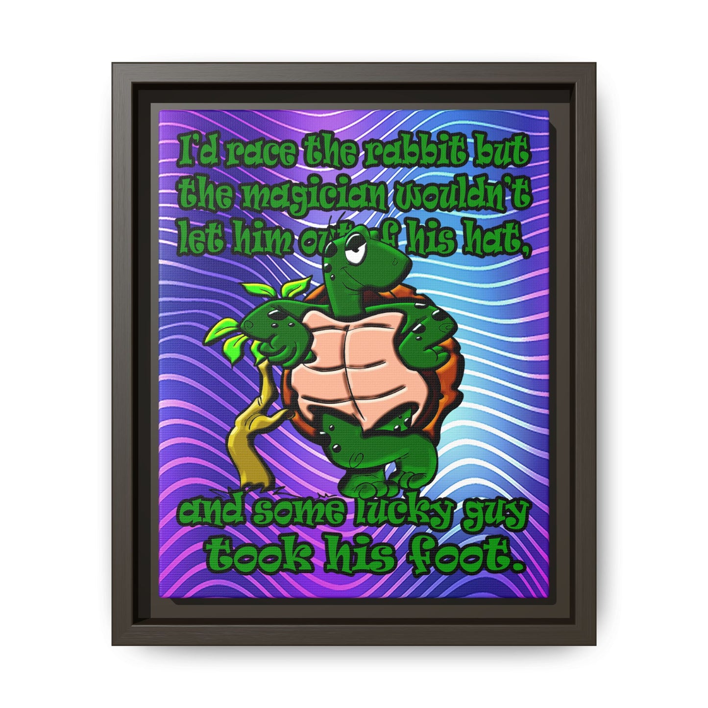 turtle race - framed canvas art (purple wave)
