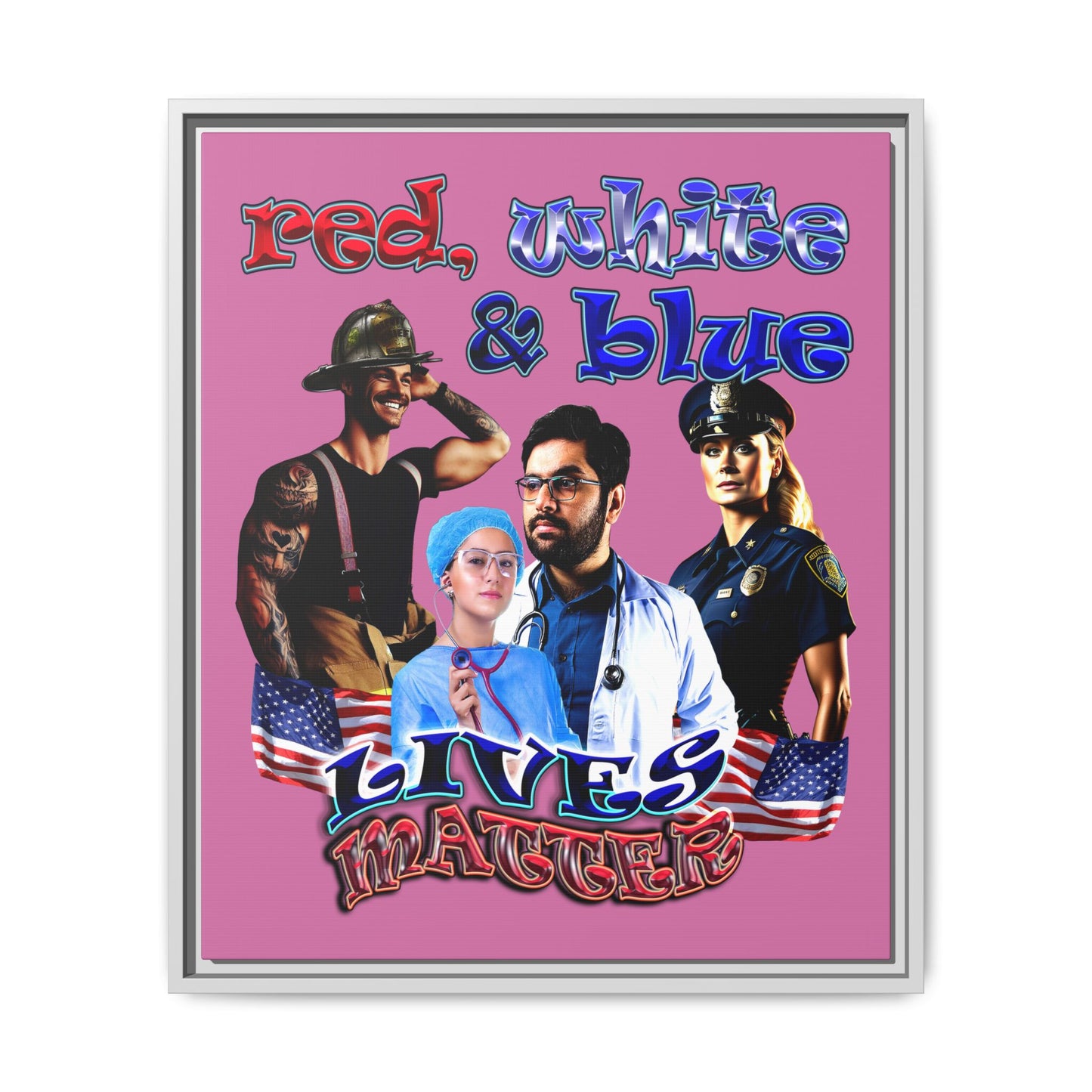 rw&b lives matter - framed canvas art (light pink)