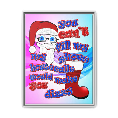 santa's shoes - framed canvas art (light blue-pink wave)