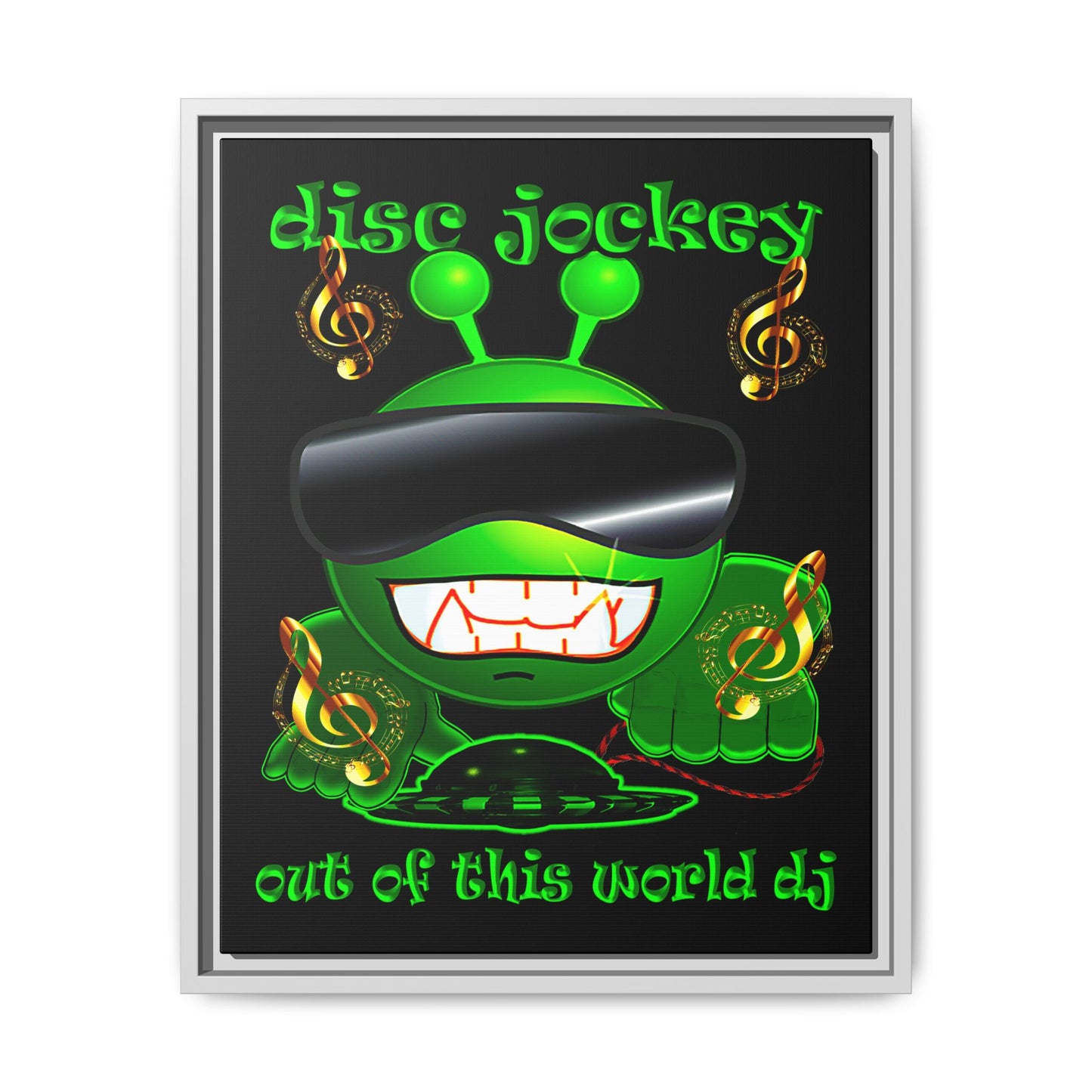 disc jockey - framed canvas art (black)