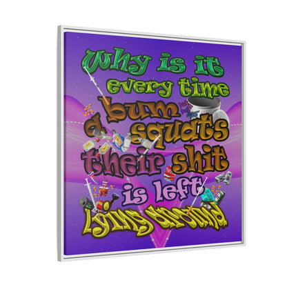the bum's shit - framed canvas art (purple-pink wave)