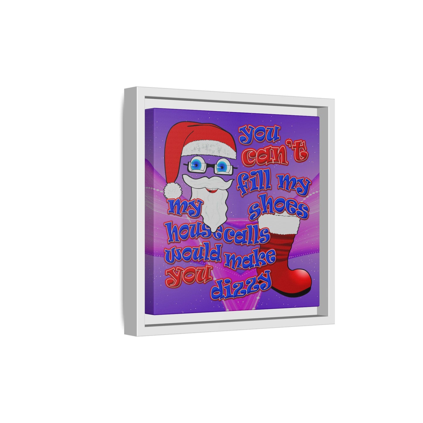 santa's shoes - framed canvas art (purple-pink wave)