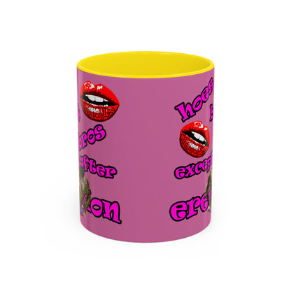 hoes b4 bros - Accent Mug (light pink)