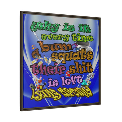 the bum's shit - framed canvas art (blue-white wave)