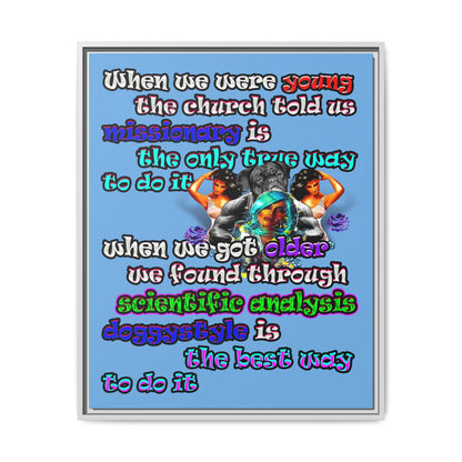 doggystyle - framed canvas art (light blue)