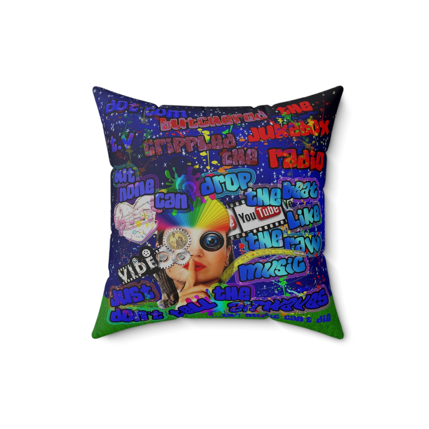 drop the beat - Spun Polyester Square Pillow - ('snoops' background)