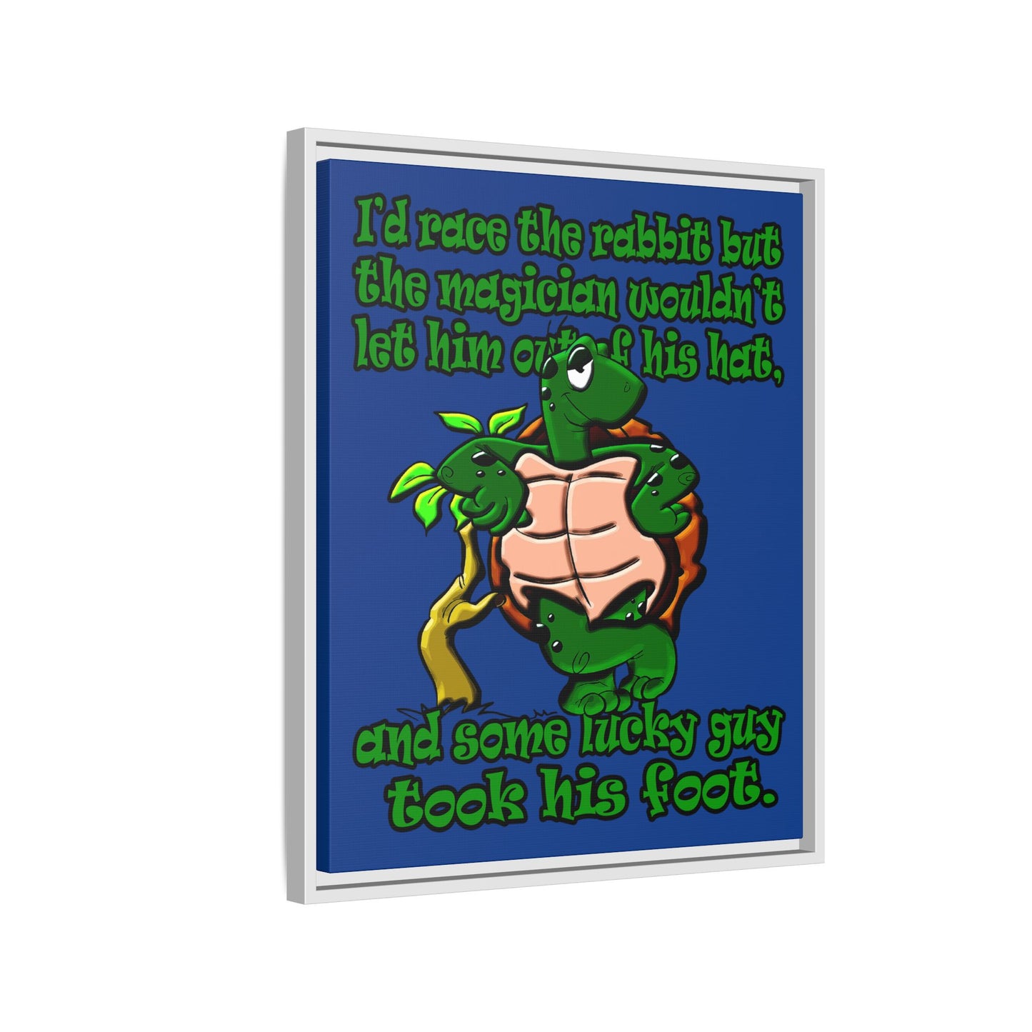 turtle race - framed canvas art (dark blue)