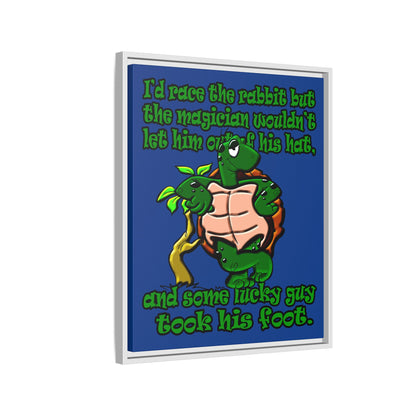 turtle race - framed canvas art (dark blue)