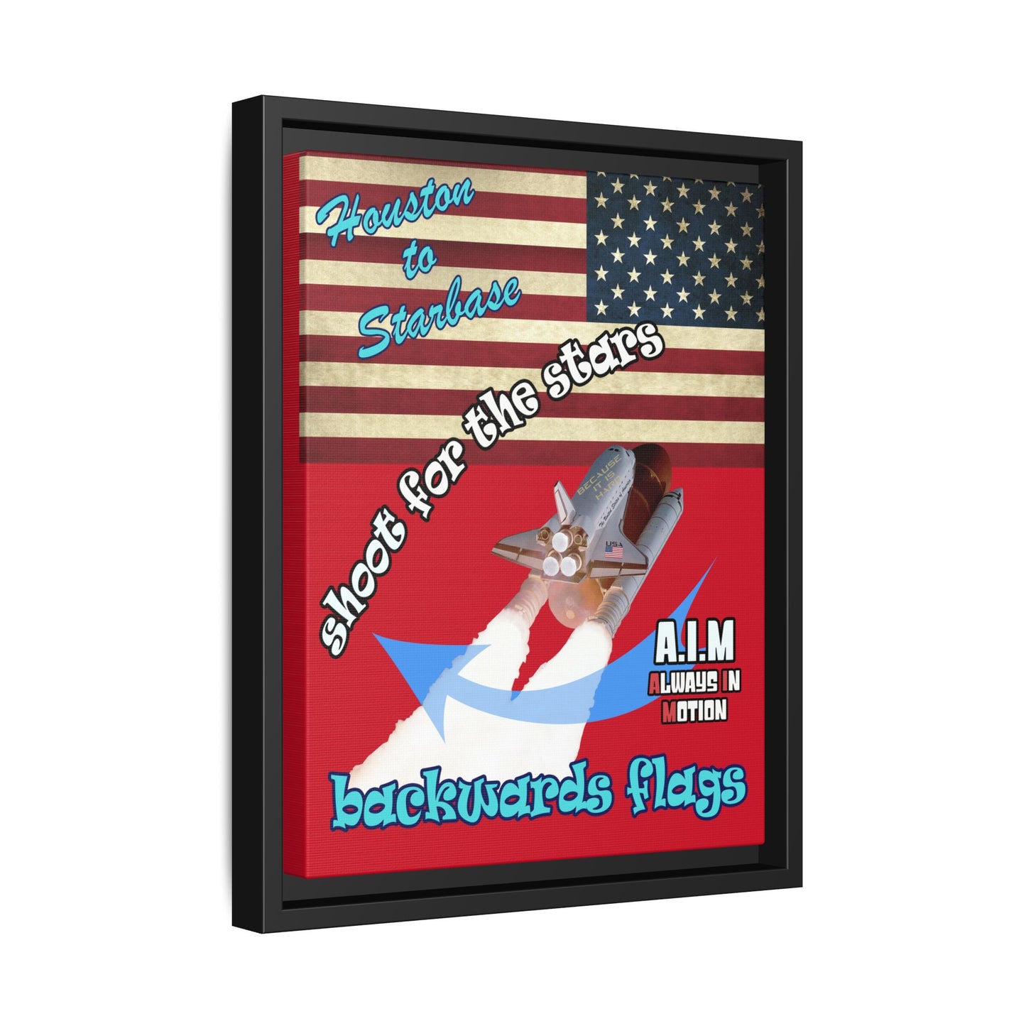 shoot for the stars - framed canvas art (dark red)