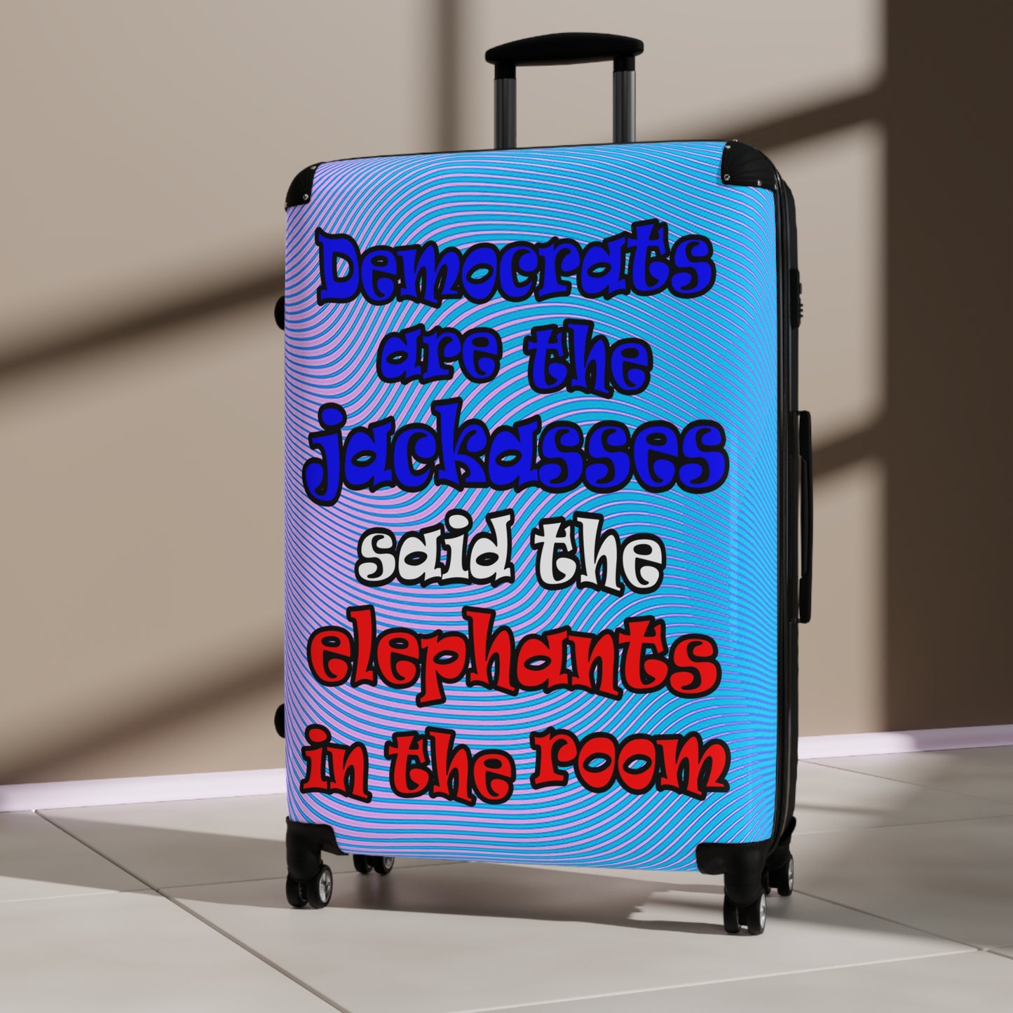 donkeys and elephants - Suitcase (light blue-purple wave)
