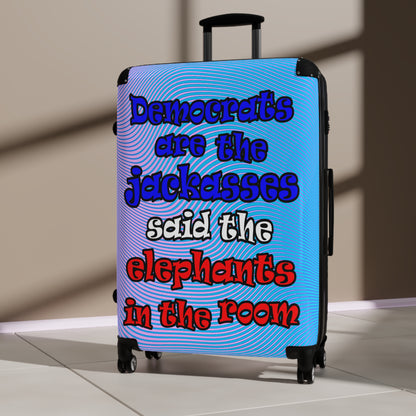 donkeys and elephants - Suitcase (light blue-purple wave)