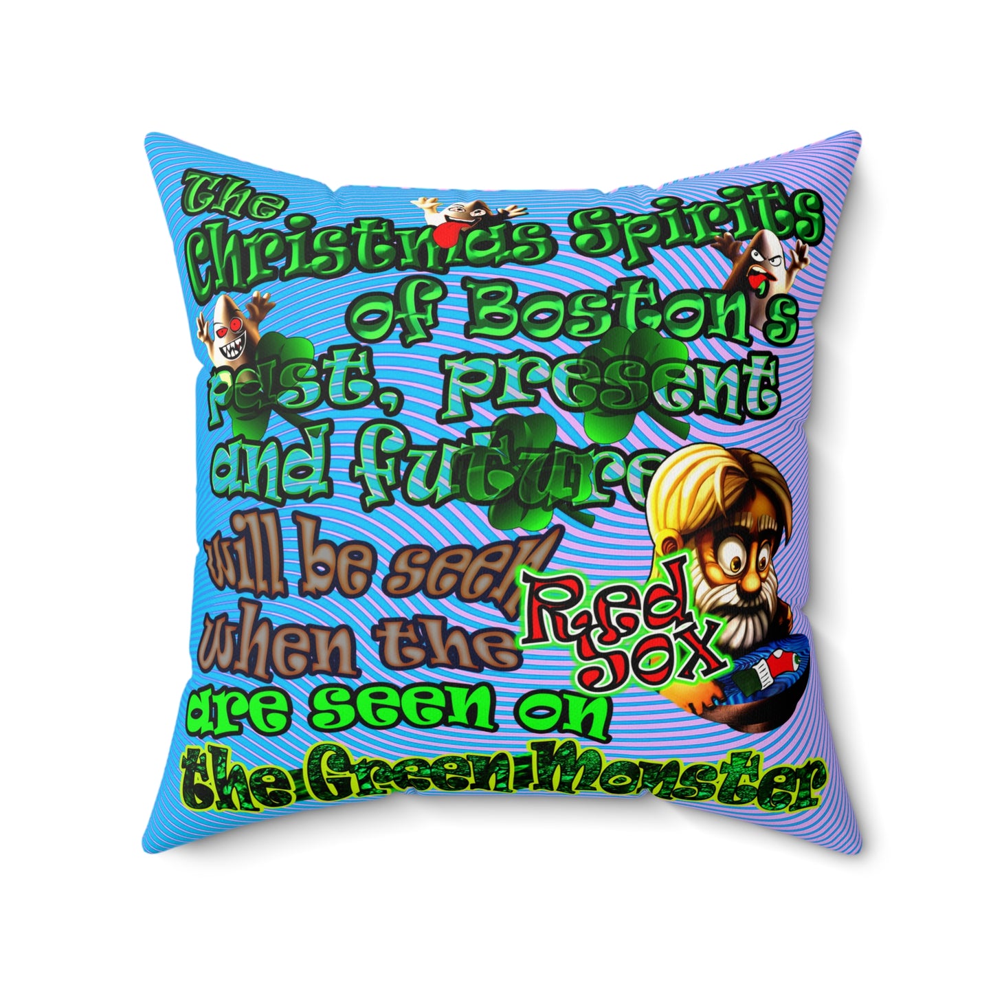 christmas spirits of boston - Faux Suede Square Pillow - (light blue-purple wave)