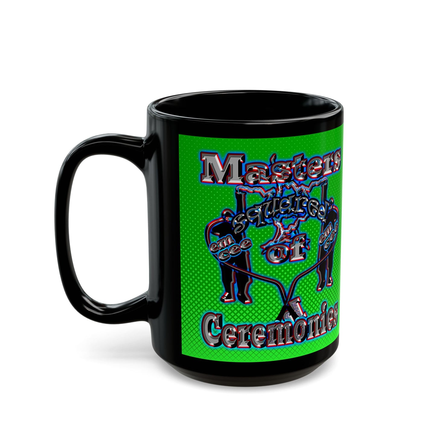 em cee squared - Black Mug (logo green)