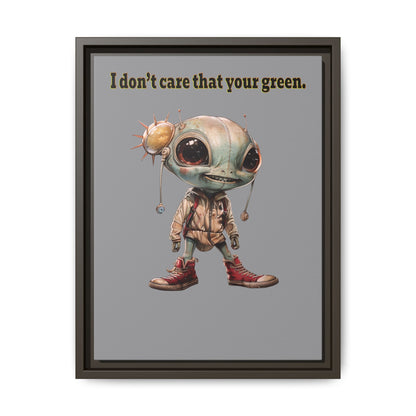 I don't care that your green - framed canvas art (grey)