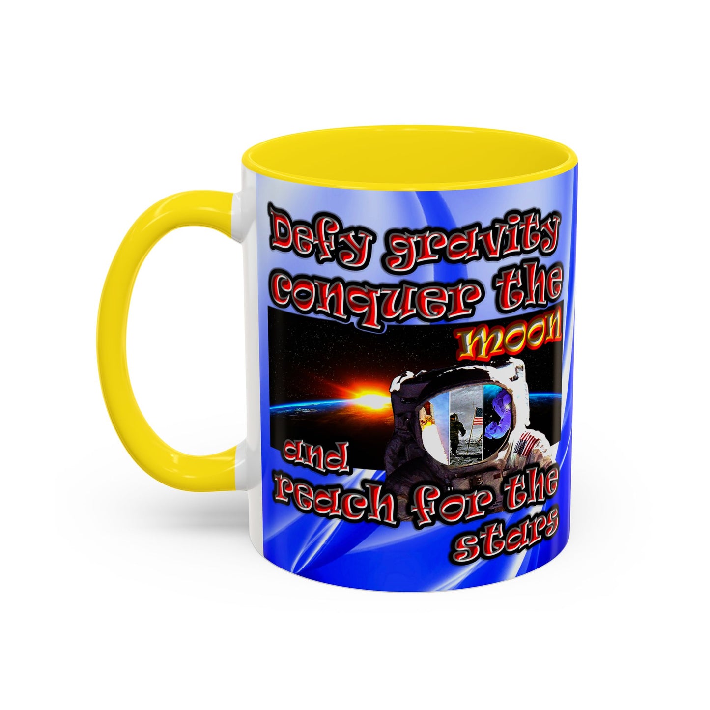 defy conquer reach - Accent Mug (blue-white wave)