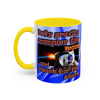 defy conquer reach - Accent Mug (blue-white wave)