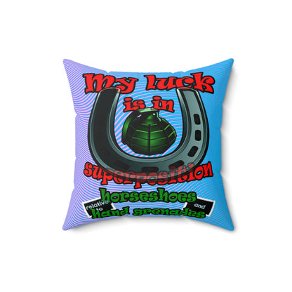 my luck - Faux Suede Square Pillow - (light blue-purple wave)