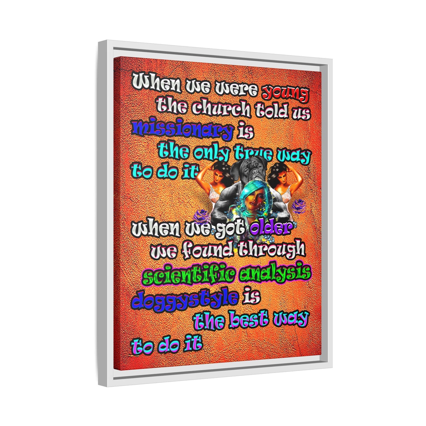 doggystyle - framed canvas art (burnt orange)